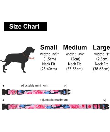 Suredoo Adjustable Soft Nylon Dog Collar for Small & Medium Dogs - Pink Flower Design Comfort Fit (M: 33-55 cm Neck) - Buy Online on GoSupps.com