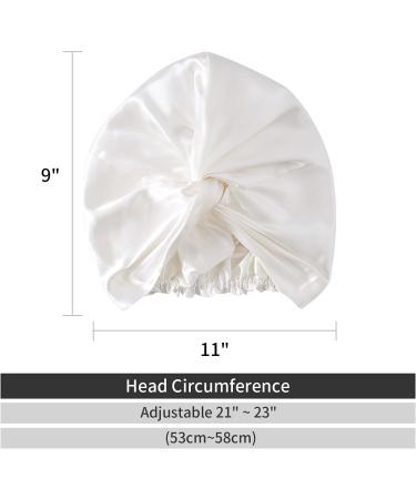ZIMASILK 22 Momme 100% Mulberry Silk Sleep Cap for Women - Ivory Silk Hair Wrap for Sleeping - Elastic Stay On Head - Classic Pleated Silk Bonnet - One Size - Buy Online on GoSupps.com