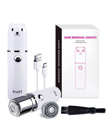 ProHT Facial Hair Removal for Women Rechargeable, Painless Fast Hair Remover, Womens Face Shaver for Upper Lip, Chin, with 1 More Replacement Head,15 Hours Working Time (D-0002)