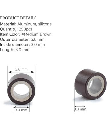 Yamel Micro Links Bead Hair Extensions Rings 250 Pieces 5mm Medium Brown Silicone Lined Beads for Human Hair Extensions - Buy Online on GoSupps.com