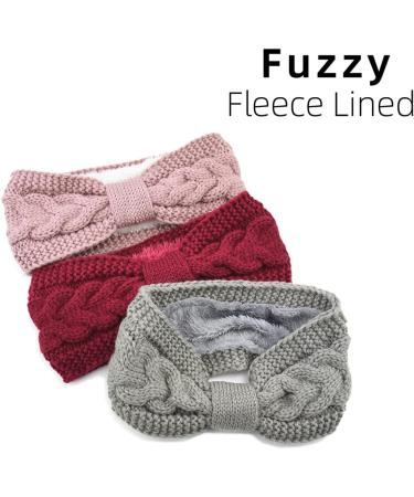 Simoda 4 Pieces Women Winter Warm Fuzzy Fleece Lined Headband Thick Cable knitted Ear Warmer Headwrap (#3) - Buy Online on GoSupps.com
