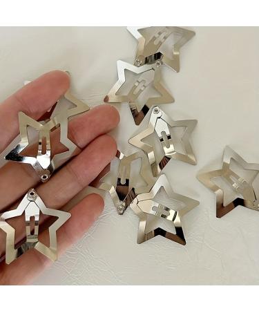 100 Silver Metal Star Snap Hair Clips | Non-Slip Hair Barrettes for Girls & Women | Cute Hollow Star Design - Buy Online on GoSupps.com