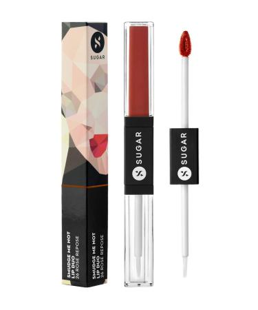 SUGAR Cosmetics Smudge Me Not Lip Duo - 26 Rose Repose (Peach Pink) 3.5 ml 2 In 1 Lipstick Matte Finish Glossy Finish Hydrating Formula
