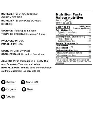 Organic Golden Berries 1lb | Non-GMO Dried Whole Berries | Unsweetened & Sulfite-Free | Kosher & Vegan | Vitamin A-Rich Snack for Baked Goods & Granola - Buy Online on GoSupps.com