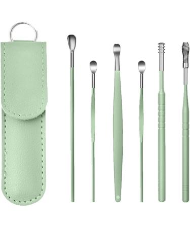Innovative Spring Earwax Cleaner Set | 6Pcs 360 Spiral Design Earwax Removal Tools | Ear Cleaning Kit with Storage Bag | Green One Size - Buy Online on GoSupps.com