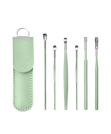 Spring Earwax Cleaner Tool Set - 6Pcs 360 Spiral Design Ear Wax Removal Kit with Storage Bag - Green - Buy Online on GoSupps.com