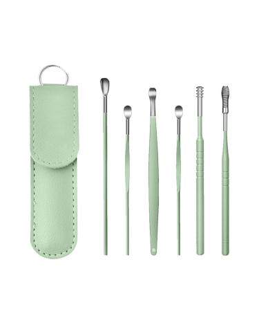Innovative Spring Earwax Cleaner Tool Set 6Pcs 360 Spiral Design Earwax Removal Tools Ear Wax Removal Kit Ear Cleaning Kit With Storage Bag Face Stone One Size Green