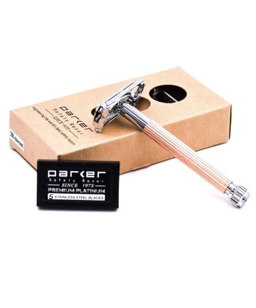 Parker 29L Red Gold Long Handle Butterfly Double-Cut Razor Planer for Men & Women | Includes 5 Premium Platinum DE Blades - International Shipping - Buy Online on GoSupps.com
