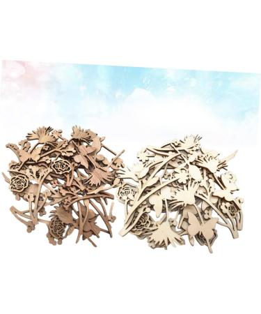 COHEALI 60pcs Wooden Toys Wood Toys Blank Wooden Cutout Diy Drawing Rose Chip Wood Chips Amulet Patch - Buy Online on GoSupps.com