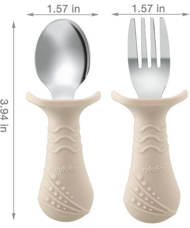 Pandaear 6-Piece Children's Cutlery Set | BPA-Free Silicone & Stainless Steel Baby Fork & Spoon | Anti-Choke Design | Ideal for 1-Year-Olds | Light Brown - Buy Online on GoSupps.com