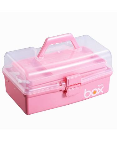 Kinsorcai 12'' Three-Layer Clear Plastic Storage Box/Tool Box, Multipurpose Organizer and Portable Handled Storage Case for Art Craft and Cosmetic (Pink) 1PCS pink - Buy Online on GoSupps.com