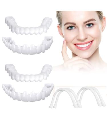 Fake Teeth, 4 PCS Dentures Teeth for Women and Men, Dental Veneers for Temporary Teeth Restoration, Nature and Comfortable to Protect Your Teeth and Regain Confident Smile, Natural Shade P01 White-p01