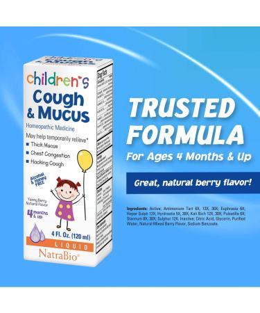 NatraBio Children's Cough & Mucus â€“ Alcohol-Free Yummy Berry Flavor (4 fl oz) | Natural Relief for Ages 4+ - Buy Online on GoSupps.com