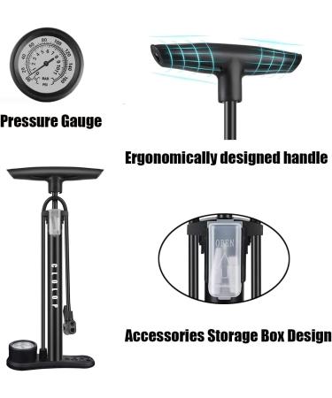 CLOLOP High Pressure Bike Floor Pump with Gauge - 160 PSI Bicycle Pump for Schrader and Presta Valve - Includes Air Ball Inflator - Buy Online on GoSupps.com