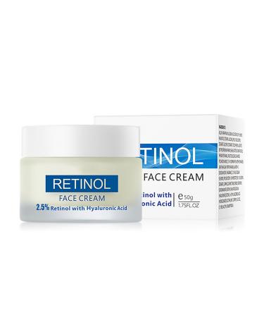 Retinol Face Cream - 2.5% Retinol with Hyaluronic Acid Anti-aging & Anti-wrinkle Firming Serum Facial Cream Face and Neck Moisturizer for All Skin Types 1.75 Fl Oz