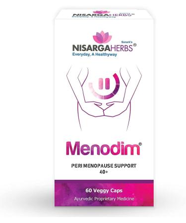Nisarga Herbs Menodim: Organic Ayurvedic Pre-Menopause Relief - 60 Capsules - Buy Online on GoSupps.com