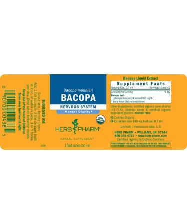 Buy Herb Pharm Bacopa 1 fl oz (30 ml) - Premium Herbal Supplement for Memory & Focus - Buy Online on GoSupps.com