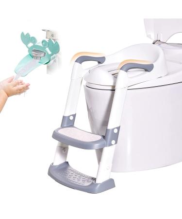 Potty Training Seat with Step Stool Ladder - Gentle Monster Toddler Toilet for Boys Girls - Foldable & Comfortable Chair with Anti-Slip Pad (Grey) - Buy Online on GoSupps.com