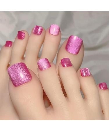 FEIlei Crystal Cat Eye Shining Diamond Foot Nail Patches Handmade Wearing Short Press on Nails for Toes Decoration 5# - Buy Online on GoSupps.com