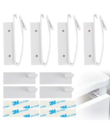 4 Pcs Invisible Drawer Locks Proof Draw & Cupboard Hidden Locks for Child Baby Safety Locks with Strong Adhesive for Cabinet Cupboard and Other Furniture No Drilling Required Easy Install(White)