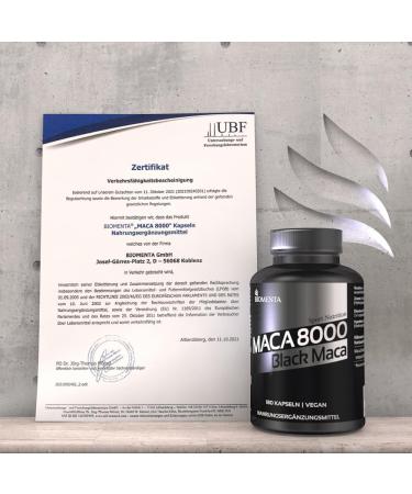 BIOMENTA Maca 8000 - 180 Vegan Capsules | High Potency 10:1 Black Maca Extract from Peru | Premium Quality for Energy & Vitality - Buy Online on GoSupps.com
