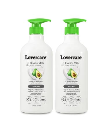 Lovercare Goat Milk Body Lotion for Dry Skin 27.05 oz Avocado (800ml) - Pack of 2 27.05 Ounce (Pack of 2)