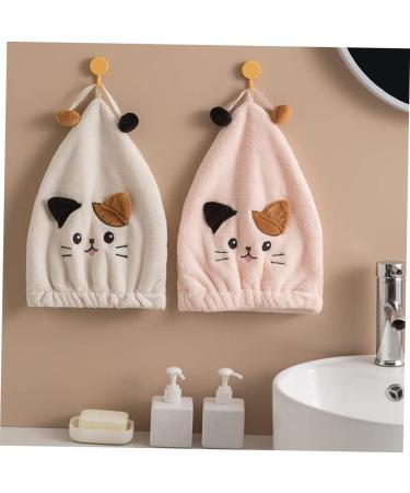 Ciieeo 2pcs Cat Dry Hair Cap Hair Towel Dry Hair Hat Cosmetiquera Hair Absorbent Cap Womens Bandana Supple Hair Caps Hair Turbans for Wet Hair Bath Hat Princess Hat Coral Fleece Thicken As Shown 33X27CM - Buy Online on GoSupps.com