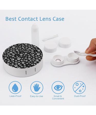 Halloween Skull Pattern Round Case For Contact Lens Kit Storage Box with Mirror Printed - Buy Online on GoSupps.com