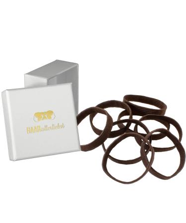 HAARallerliebst hair ties extra wide (8 pieces | brown | 5 cm) including box for storage (box colour: white)