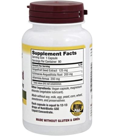 NutriBiotic Grapefruit Seed Extract & Echinacea - High Potency 125mg, 90 Vegan Capsules - Buy Online on GoSupps.com
