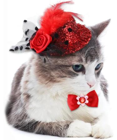 Dog Hair Bows 20 Pack Dog Bows Multicolor Cat Dog Bow Rhinestone Beads Flowers Topknot for Pet Hair Accessories - Buy Online on GoSupps.com