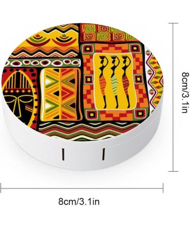 African Art Woman with Pot Historic Elements Round Case For Contact Lens Kit Storage Box with Mirror Printed - Buy Online on GoSupps.com