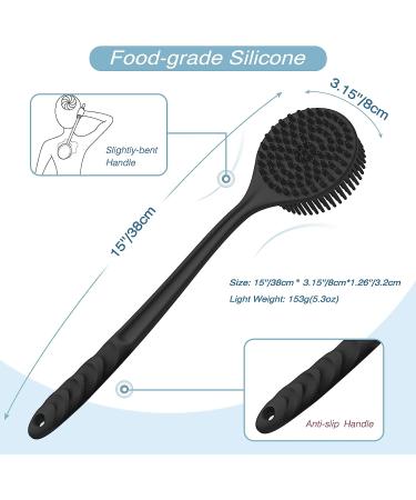 ManmiHealth Silicone Back Scrubber & Shower Brush Set - Super-Exfoliating Body Scrubber with Free Hook - Black (2 PCS) - Buy Online on GoSupps.com