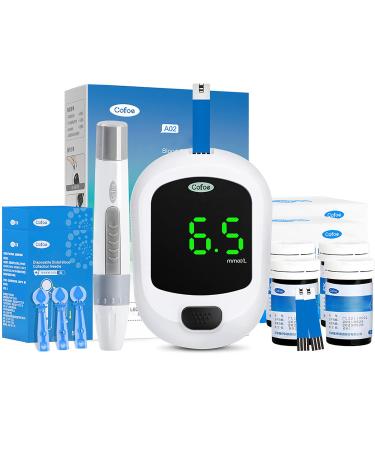 Cofoe Diabetes Testing Kit Blood Glucose Meter 100 Blood Test Strips 1 Lancing Device 100 Lancets Carrying Case