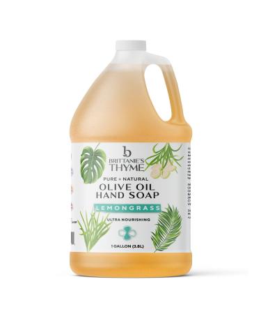 Brittanie's Thyme Organic Olive Oil Castile Liquid Soap Refill  1 Gallon Lemongrass | Made with Natural Luxurious Oils  Vegan & Gluten Free Non-GMO  For Face  Body  Dishes  Pets & Laundry