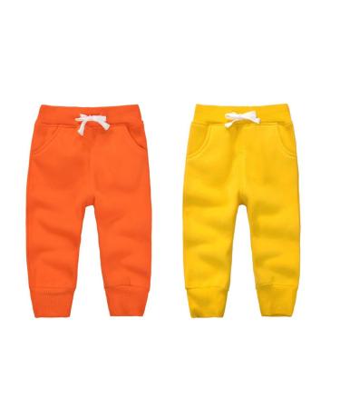 CuteOn Unisex Kids Elastic Waist Cotton Warm Trousers Baby Pants Bottoms 1-5Years 3 Years Orange+yellow