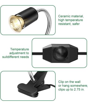 Zjrung 50W Turtle Heat Lamp - Rotatable UVA/UVB Reptile Terrarium Light with Clip & Temperature Tester for Turtles Lizards Snakes & Spiders - Buy Online on GoSupps.com