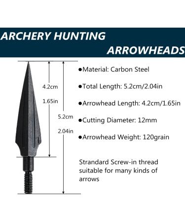 Huntingdoor Traditional Broadheads 12Pcs - Screw-in Solid Metal Archery Arrow Tips - TYPE 3 120Grain - Buy Online on GoSupps.com