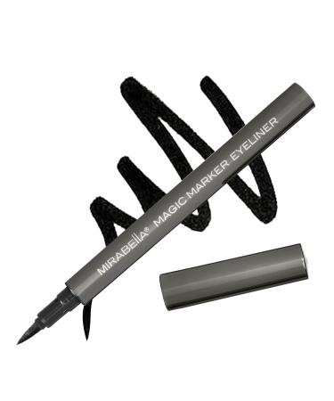 Mirabella Black Magic Marker Liquid Eyeliner - Perfect Brush-Tip for Precise and Controlled Application - Long-Lasting Liquid  Waterproof Color  Smudgeproof- No Tugging  Skipping  or Flaking