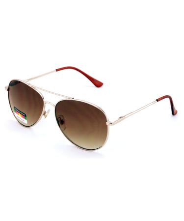 Metal Tear Drop Progressive No Line Reading Glasses Tri-Focal Reader Outdoor Sunglasses Gold 2.75 x
