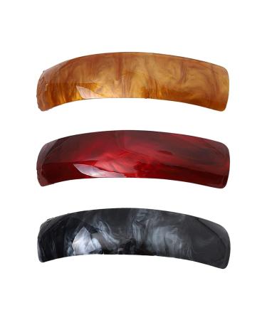 3 Pieces Retro Hair Clips Automatic Acrylic Hair Clips Large Rectangular French Hair Clips for Women Girls