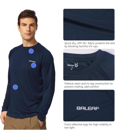 BALEAF Men's UV Protection Shirt - UPF 50+ Long Sleeve Rashguard for Water Sports - Stylish Dark Blue L - Buy Online on GoSupps.com