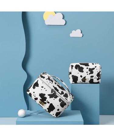 MIRASON Set of 3 Makeup Bags for Purse and Travel - PU Leather Cosmetic Organizer Set - Cow Print, Washable and Waterproof - Great Gift for Women and Girls - Buy Online on GoSupps.com