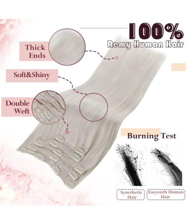 Easyouth 16 Inch White Blonde Clip in Hair Extensions - 100% Remy Human Hair, 70g 5Pcs, Thick & Invisible - Buy Online on GoSupps.com