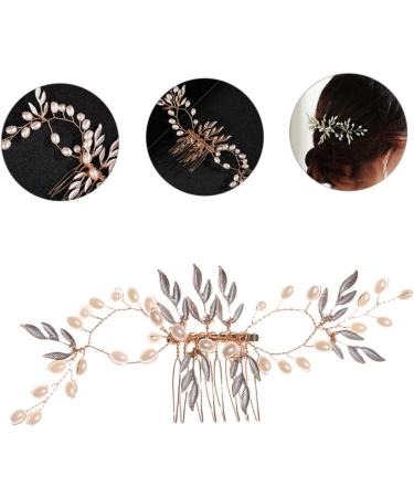 Healeved Piece Pearl Hair Comb Tiara Wedding Pearl Leaf Hair Comb Decorative Accessories Pearl Tiara Pearl Wedding Hair Wedding Hair Comb Hair Topper Bridal Clip Beads Alloy Prom Bridesmaid - Buy Online on GoSupps.com