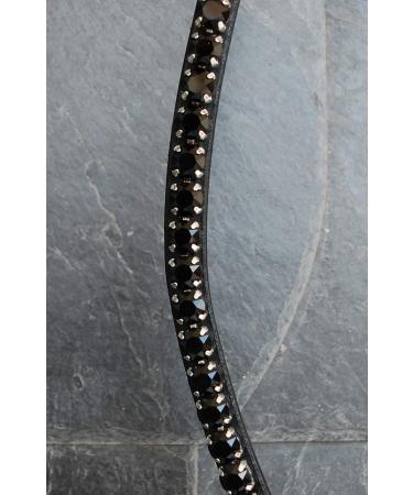 Buy Happiness Hinge Headring Horse Swing 'Black Beauty' - Hand-Sewn Matt Black with Large Glitter Stones | Dark Brown Pony Leather - Buy Online on GoSupps.com