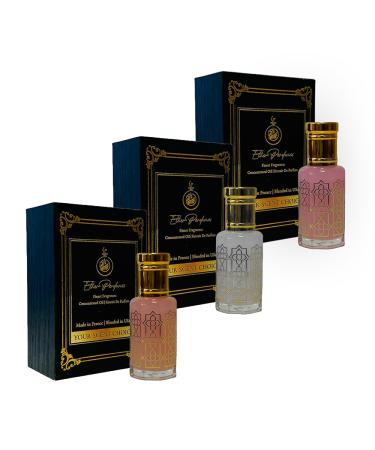 Musk Tahara Combo 3Pc Set 3 x 12mL - Alcohol Free Arabian Body Oil Perfume with Glass Dapper (WHITE MUSK+PINK MUSK+ BLUEBERRY MUSK) - Buy Online on GoSupps.com