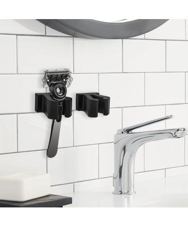 Linkidea Wall-Mounted Razor Holder - 2 Packs Self-Adhesive Bathroom Storage for Men - Practical Shaving Stand in Black - Buy Online on GoSupps.com