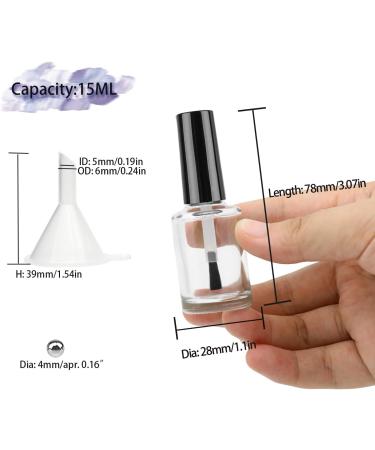 Agidea 15ml Empty Nail Polish Bottles with Brush Cap - Set of 6 Glass Bottles with Mixing Agitator Balls & Funnels - Buy Online on GoSupps.com