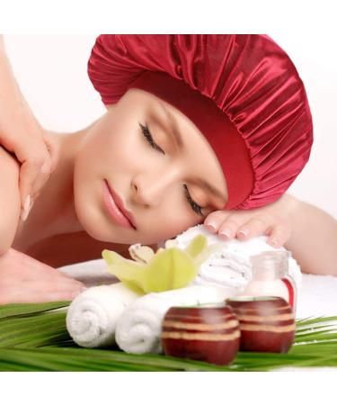 Satin Sleep Cap Set for Women - Elastic Wide Band Bonnet for Good Night Sleep (3 Pieces, Silver, Black, Wine Red) - Buy Online on GoSupps.com